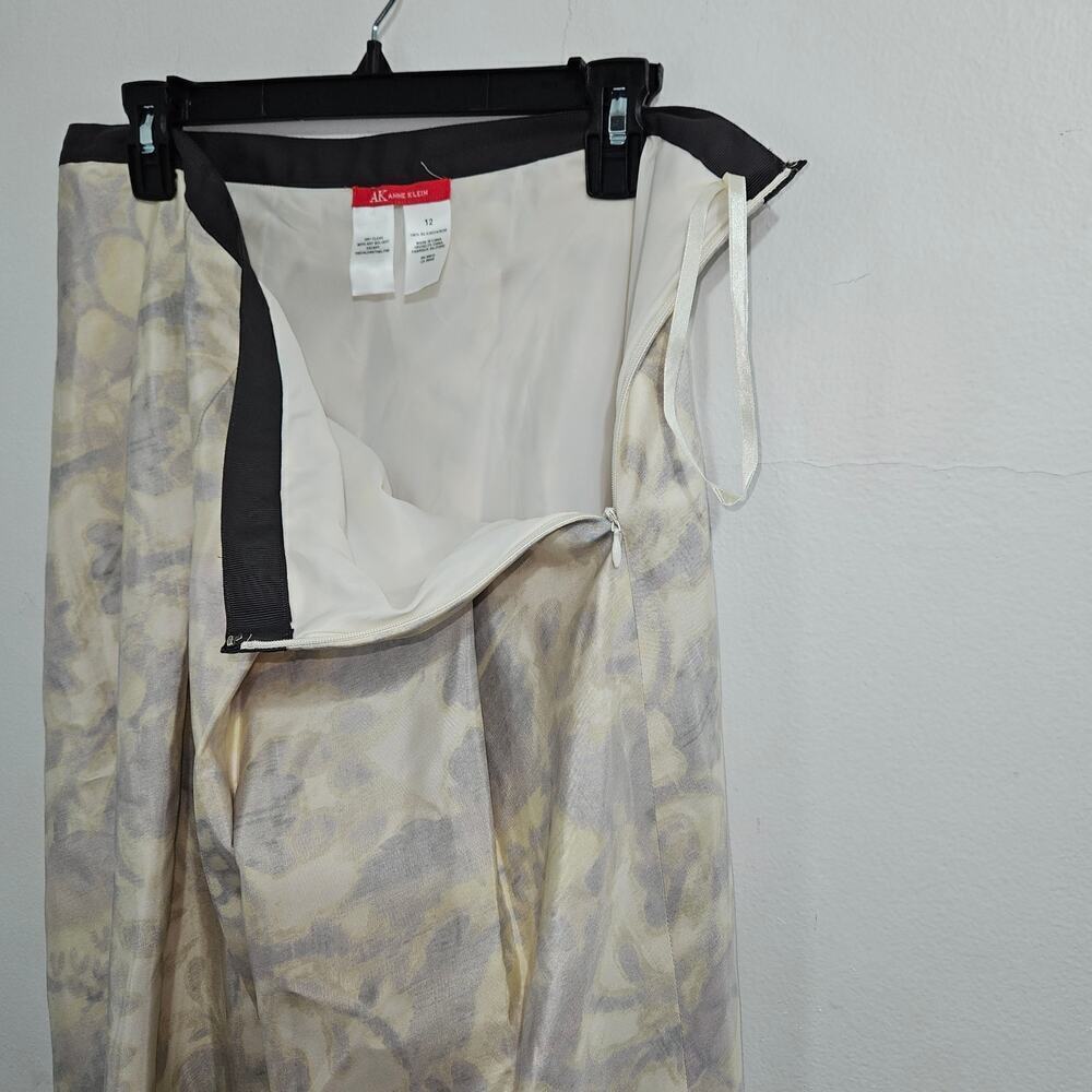 Anne Klein Womens Pleated Silk Abstract Watercolor Skirt Below Knee. Size 12 - Picture 5 of 7